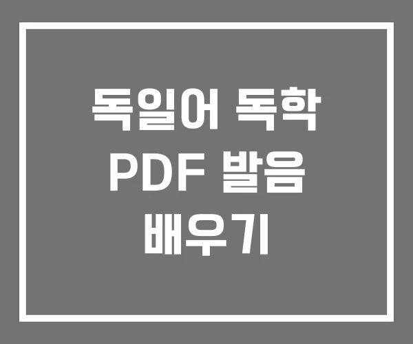 독일어 독학 PDF 발음 배우기 독일어 독학 PDF 발음 배우기