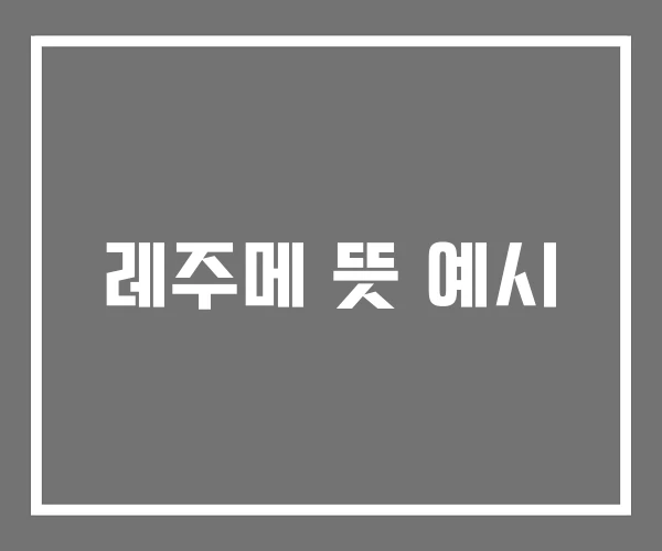 레주메 뜻 예시