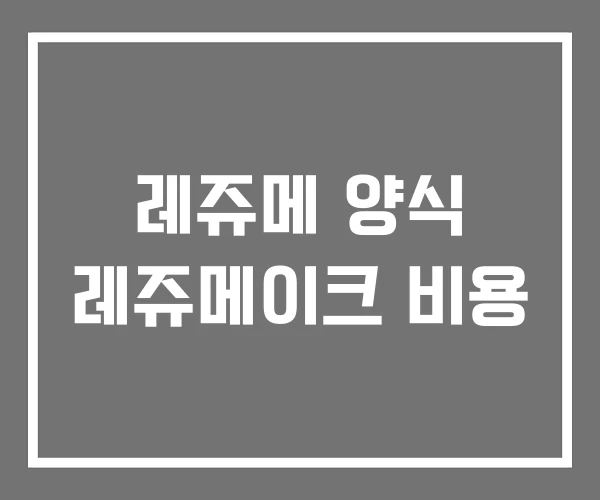 레쥬메 양식 레쥬메이크 비용