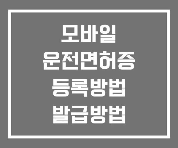 모바일 운전면허증 등록방법 발급방법