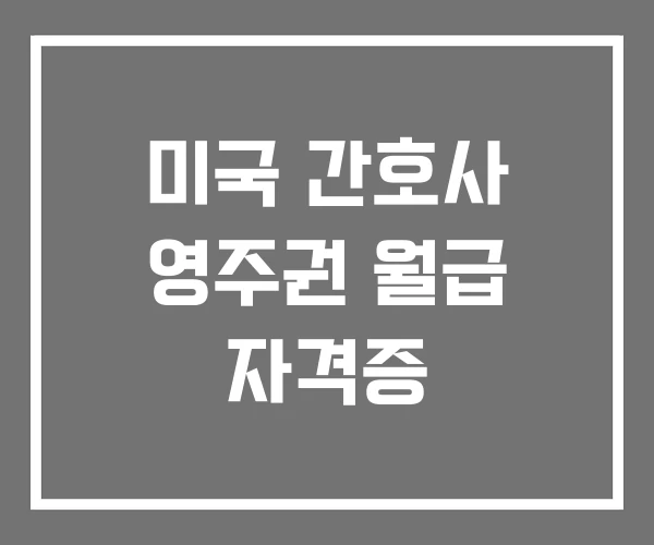 미국 간호사 영주권 월급 자격증