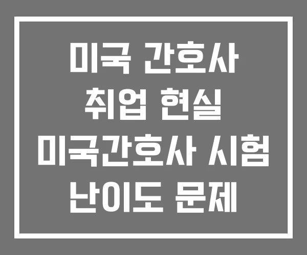 미국 간호사 취업 현실 미국간호사 시험 난이도 문제