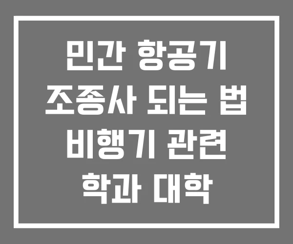 민간 항공기 조종사 되는 법 비행기 관련 학과 대학