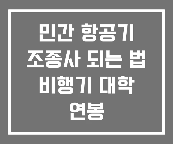 민간 항공기 조종사 되는 법 비행기 대학 연봉