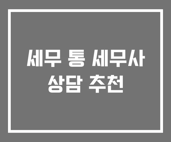 세무 통 세무사 상담 추천