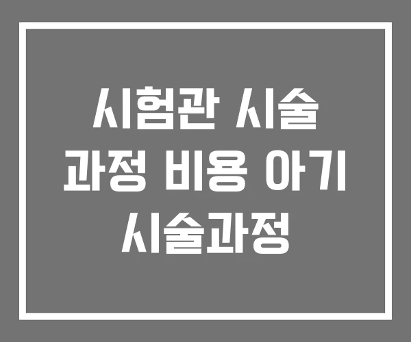 시험관 시술 과정 비용 아기 시술과정 시험관 시술 과정 비용 아기 시술과정