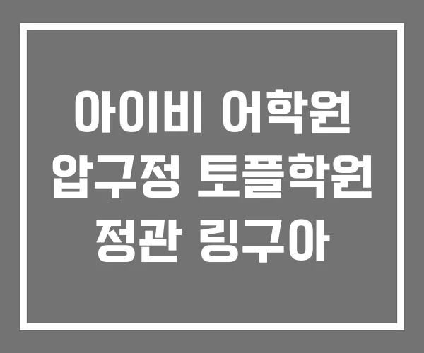 아이비 어학원 압구정 토플학원 정관 링구아
