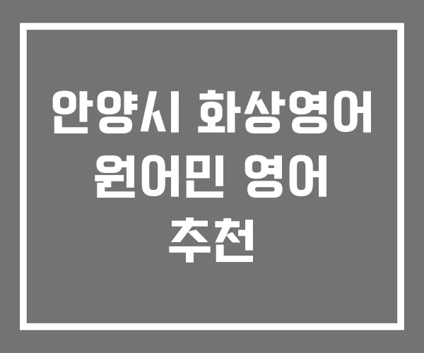 안양시 화상영어 원어민 영어 추천
